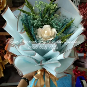 Dried Flower Bouquet with White Rose